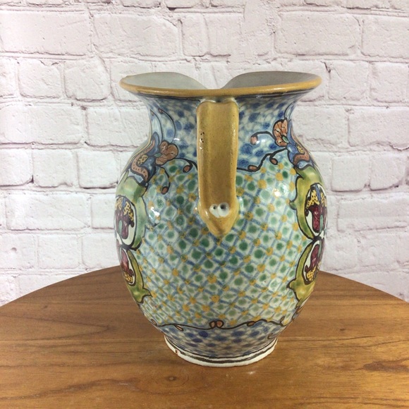 Vintage Hand Painted Mexican Traveler Water Pitcher Artist Signed T. De La Reyna - Picture 4 of 8